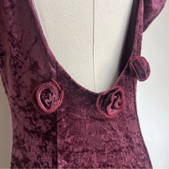 90s All That Jazz Whimsigoth Purple Crushed Velvet Dress - Picture 7 of 10